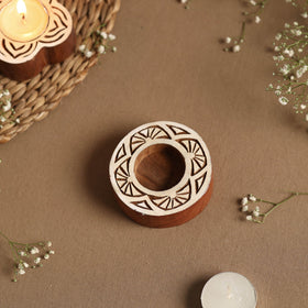  Hand Carved Sheesham Wood Block Tealight Candle Holder Online in India l iTokri.com 