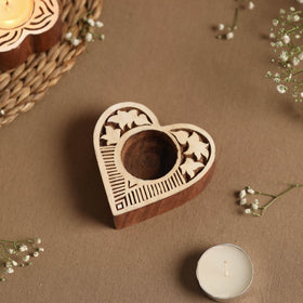  Hand Carved Sheesham Wood Block Tealight Candle Holder Online in India l iTokri.com 