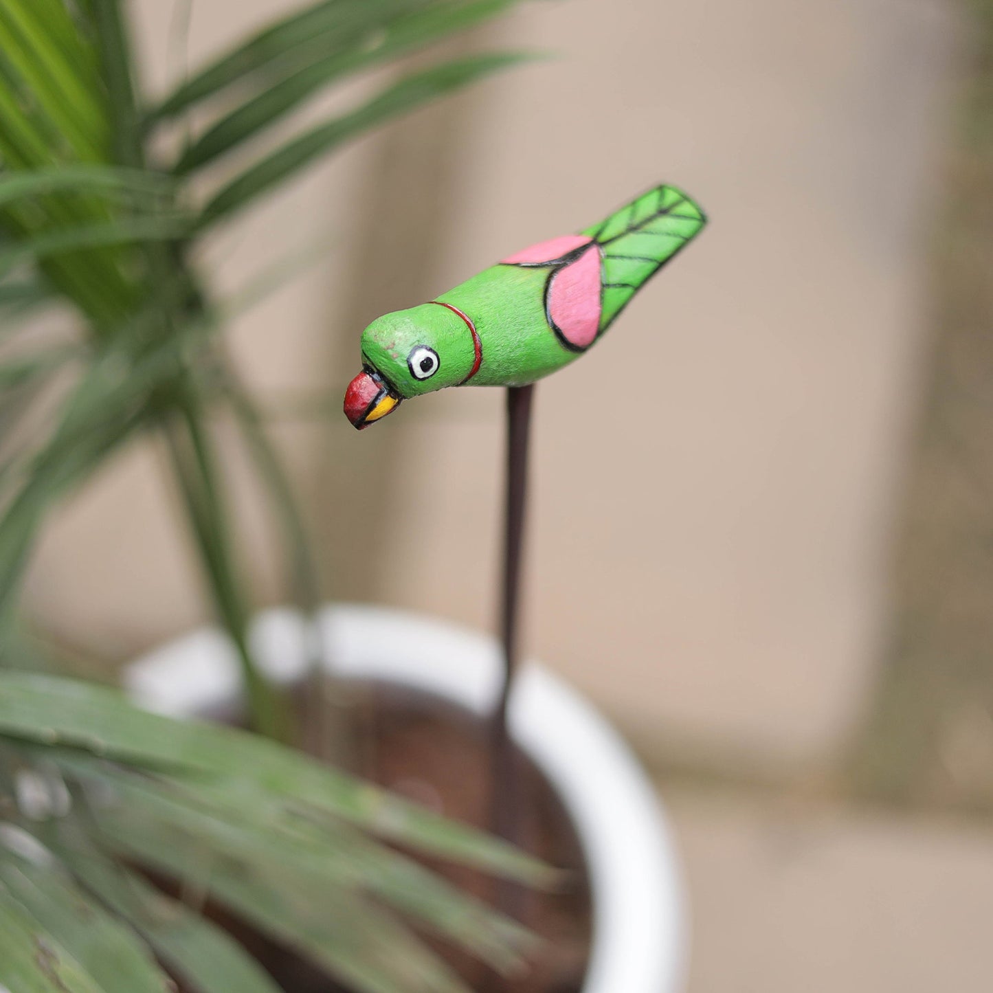 Hand-carved wooden home decor bird stick 09 - handcrafted