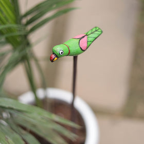 Hand-carved wooden home decor bird stick 09 - handcrafted