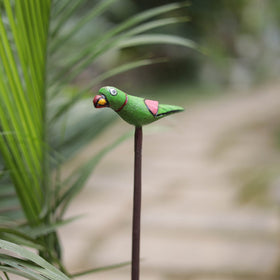 Hand-carved wooden home decor bird stick 09 - handcrafted