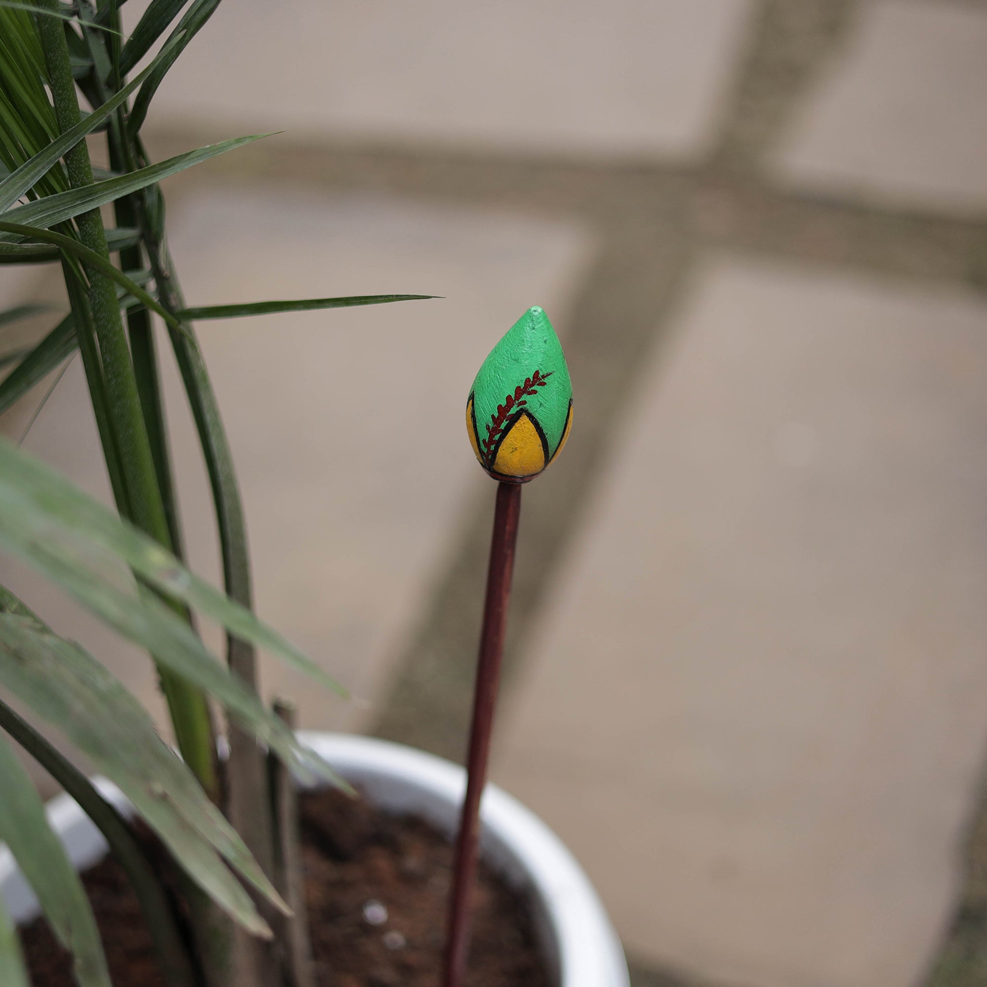 Hand-carved wooden home decor flower stick 04 - handcrafted