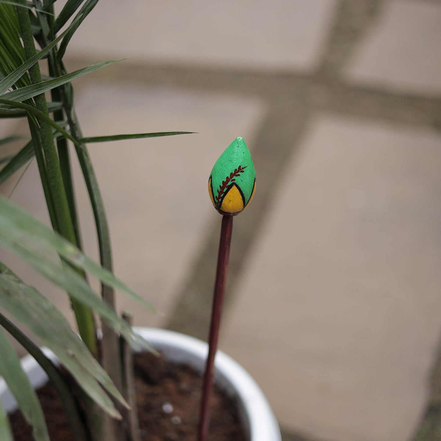 Hand-carved wooden home decor flower stick 04 - handcrafted