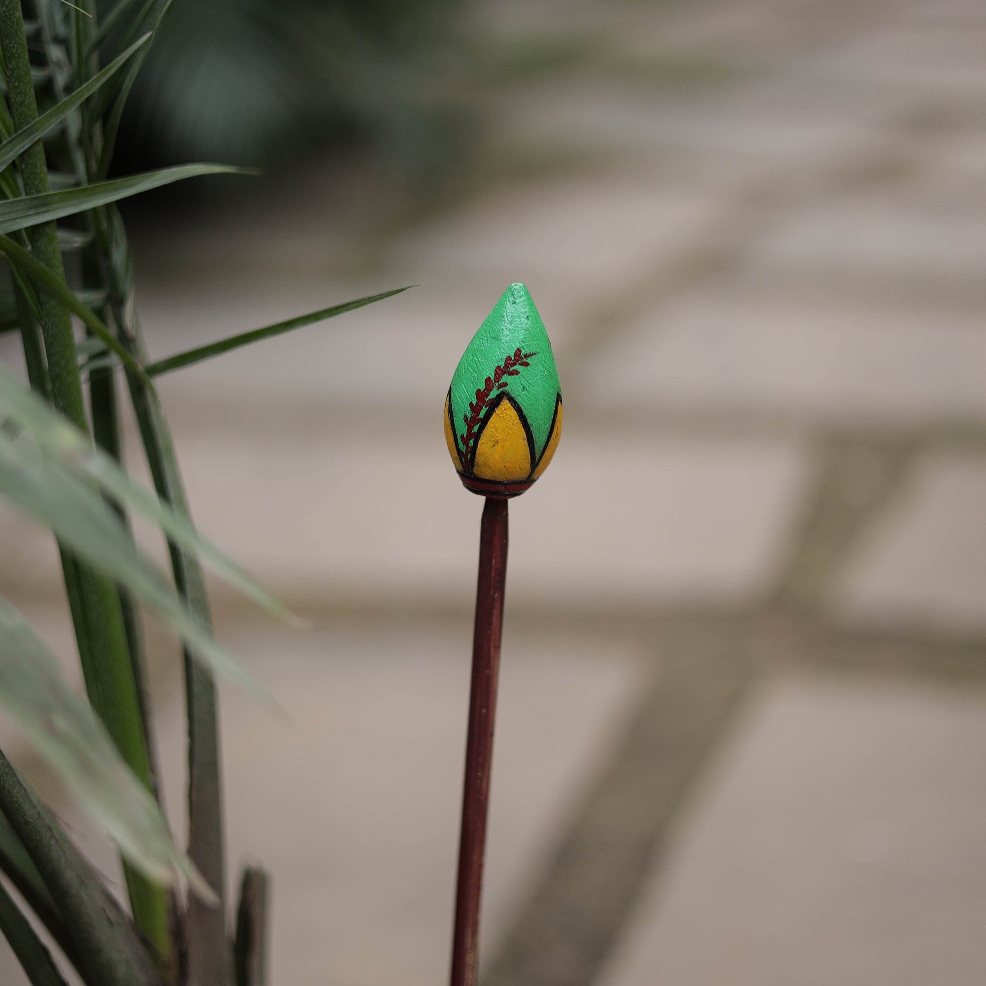 Hand-carved wooden home decor flower stick 04 - handcrafted