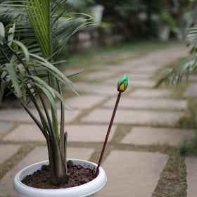 Hand-carved wooden home decor flower stick 04 - handcrafted