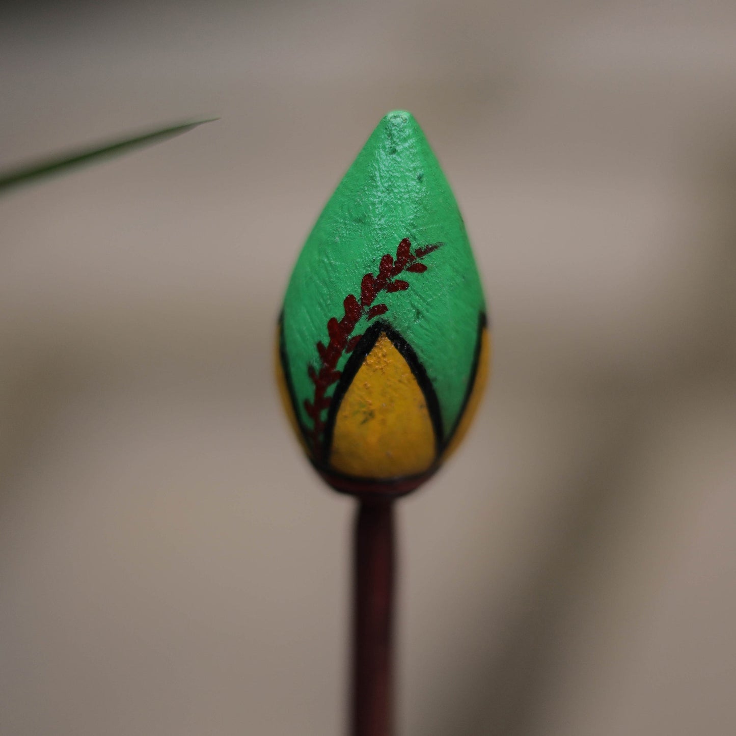 Hand-carved wooden home decor flower stick 04 - handcrafted