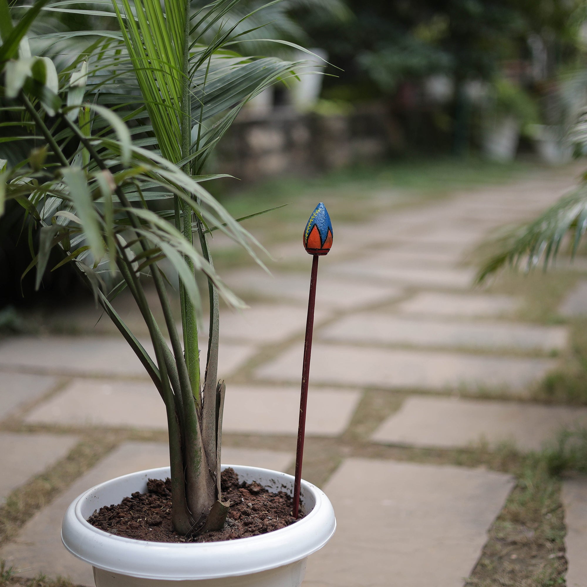 Hand-carved wooden home decor flower stick 05 - handcrafted