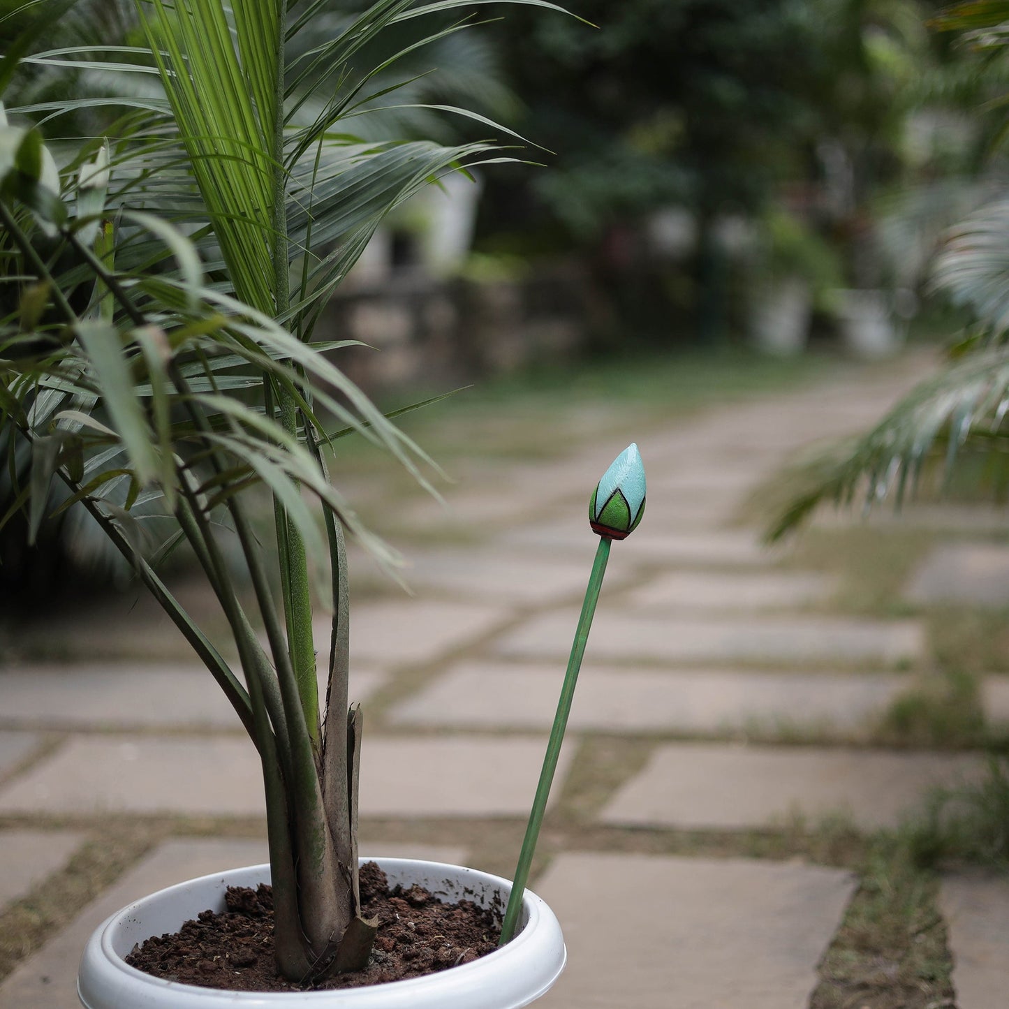 Hand-carved wooden home decor flower stick 06 - handcrafted