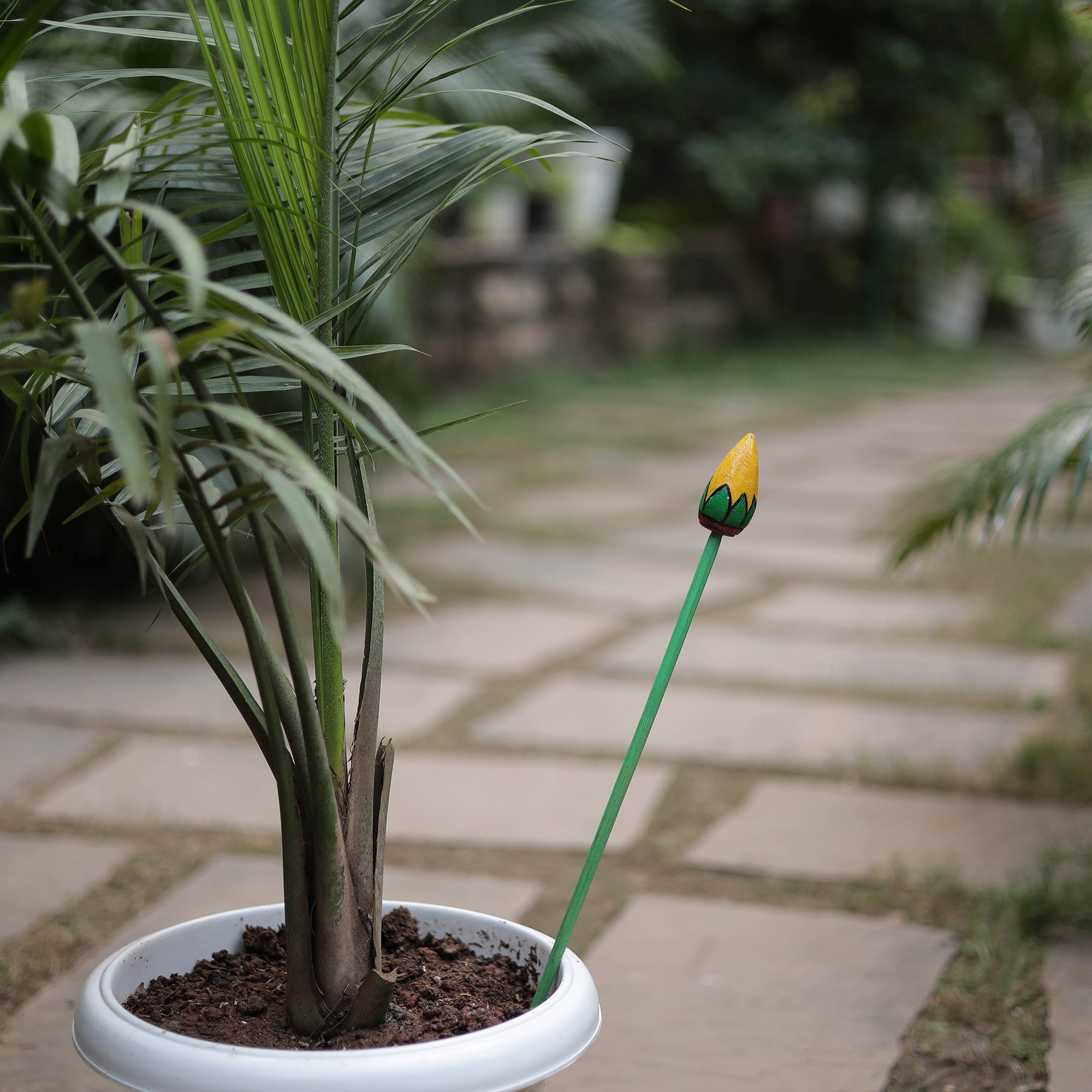 Hand-carved wooden home decor flower stick 07 - handcrafted