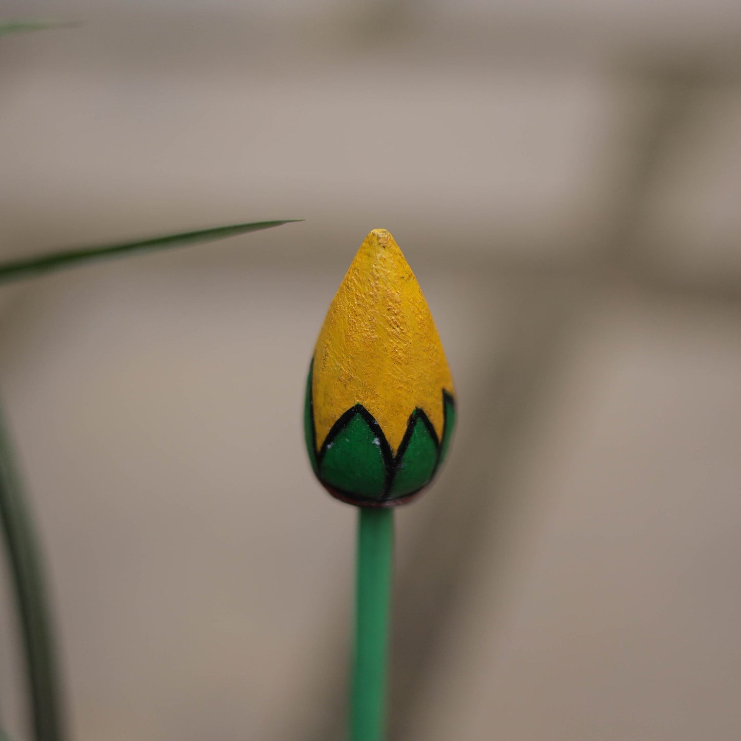 Hand-carved wooden home decor flower stick 07 - handcrafted