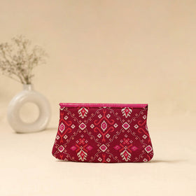 Hand clutch with embossed leather flap 01 - handcrafted