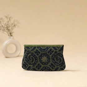 Hand clutch with embossed leather flap 02 - handcrafted