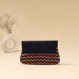 Hand clutch with embossed leather flap 03 - handcrafted