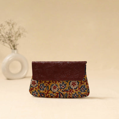 Hand clutch with embossed leather flap 04 - handcrafted