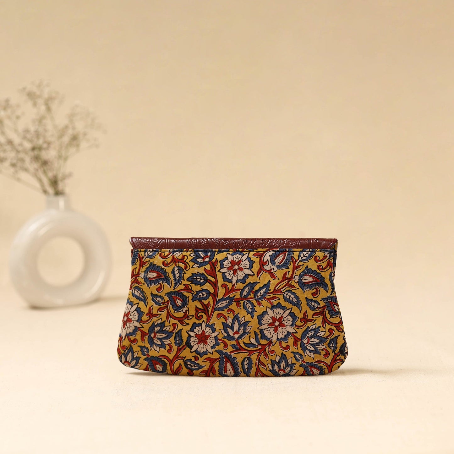 Hand clutch with embossed leather flap 04 - handcrafted