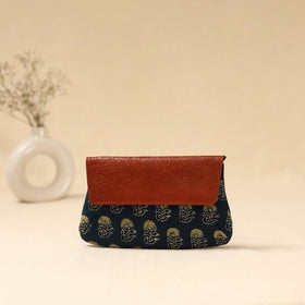 Hand clutch with embossed leather flap 05 - handcrafted