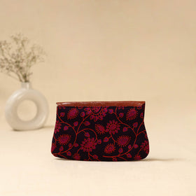 Hand clutch with embossed leather flap 07 - handcrafted