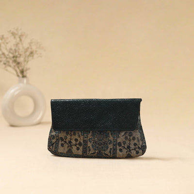 Hand clutch with embossed leather flap 08 - handcrafted