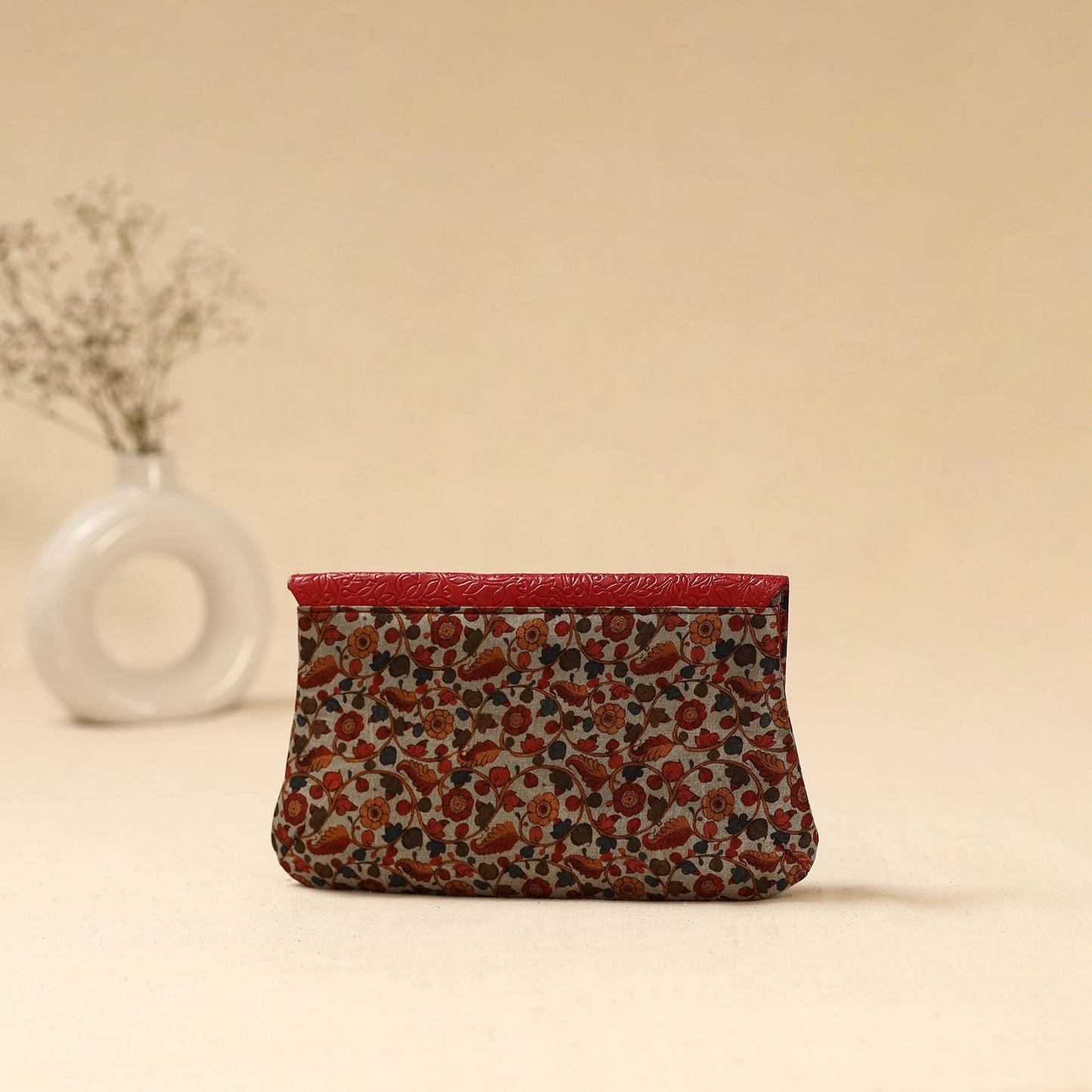 Hand clutch with embossed leather flap 09 - handcrafted