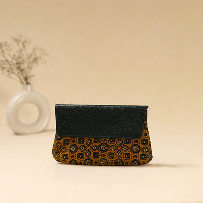Hand clutch with embossed leather flap 10 - handcrafted
