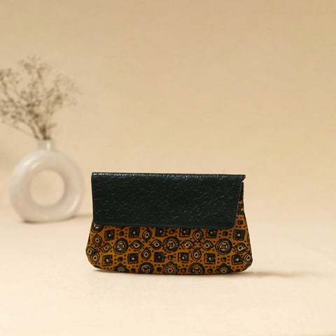 Hand clutch with embossed leather flap 10 - handcrafted