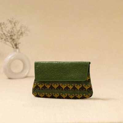 Hand clutch with embossed leather flap 12 - handcrafted