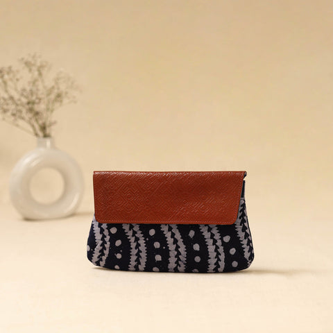 Hand clutch with embossed leather flap 13 - handcrafted