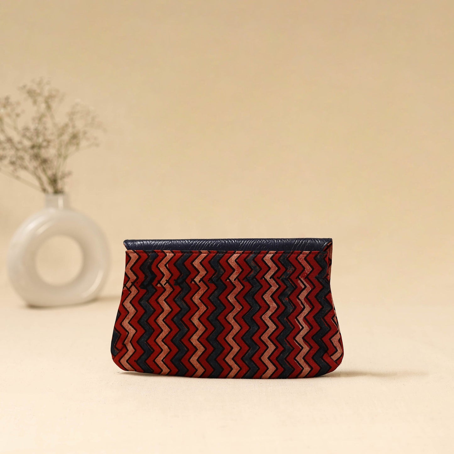 Hand clutch with embossed leather flap 15 - handcrafted
