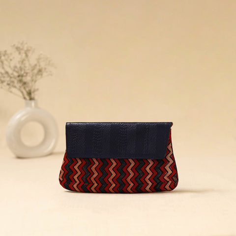 Hand clutch with embossed leather flap 15 - handcrafted