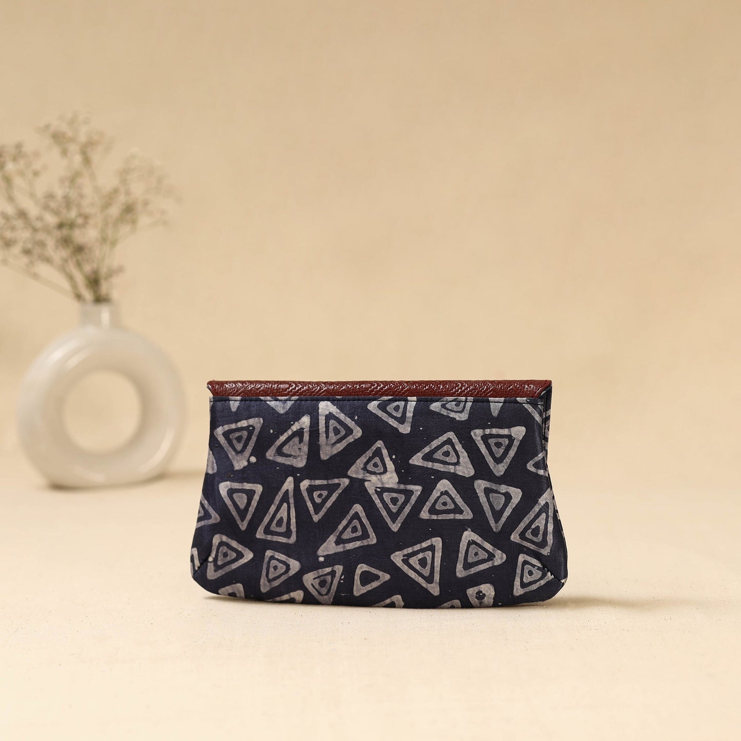 Hand clutch with embossed leather flap 16 - handcrafted