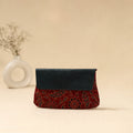 Hand clutch with embossed leather flap 17 - handcrafted
