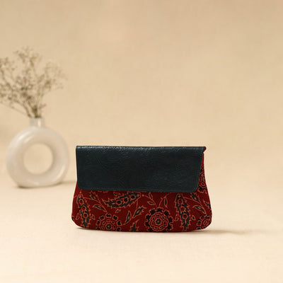 Hand clutch with embossed leather flap 17 - handcrafted