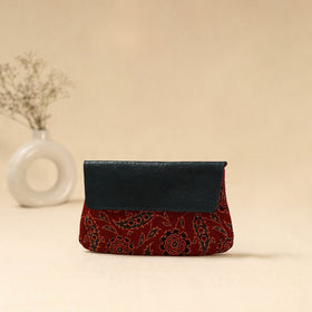 Hand clutch with embossed leather flap 17 - handcrafted
