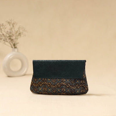 Hand clutch with embossed leather flap 23 - handcrafted