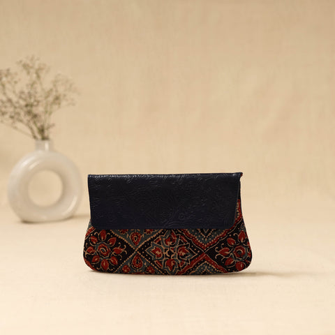 Hand clutch with embossed leather flap 24 - handcrafted