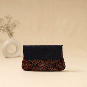 Hand clutch with embossed leather flap 24 - handcrafted
