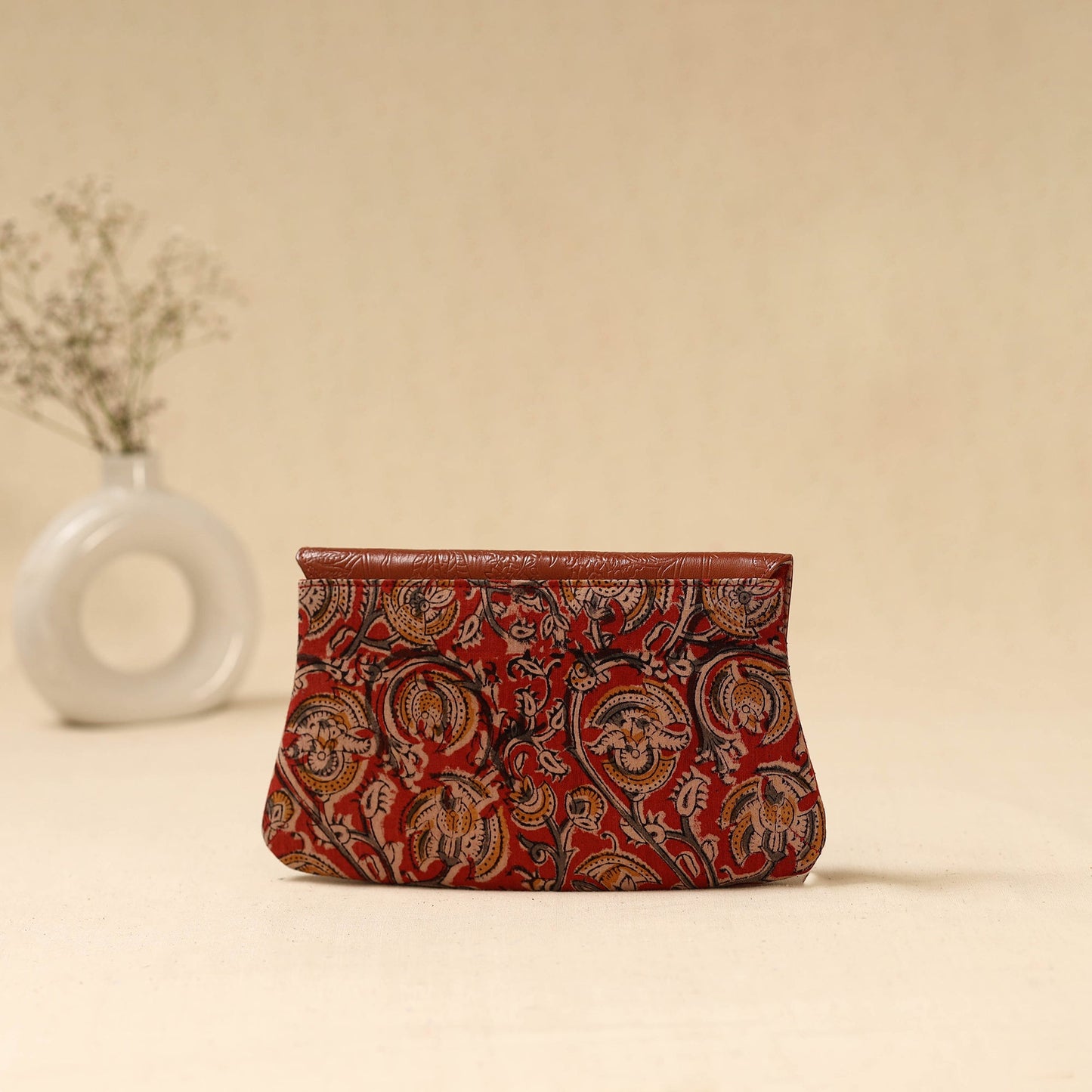 Hand clutch with embossed leather flap 26 - handcrafted