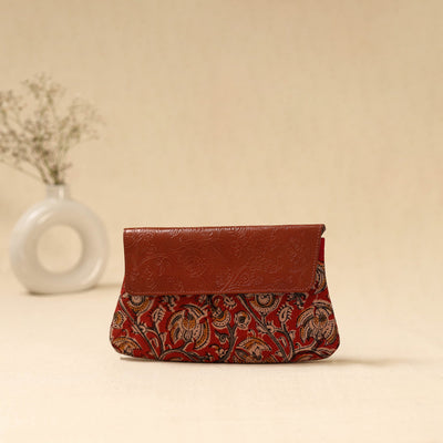 Hand clutch with embossed leather flap 26 - handcrafted