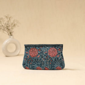 Hand clutch with embossed leather flap 27 - handcrafted