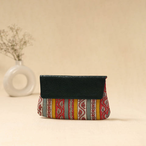 Hand clutch with embossed leather flap 28 - handcrafted