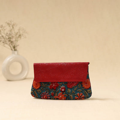 Hand clutch with embossed leather flap 30 - handcrafted