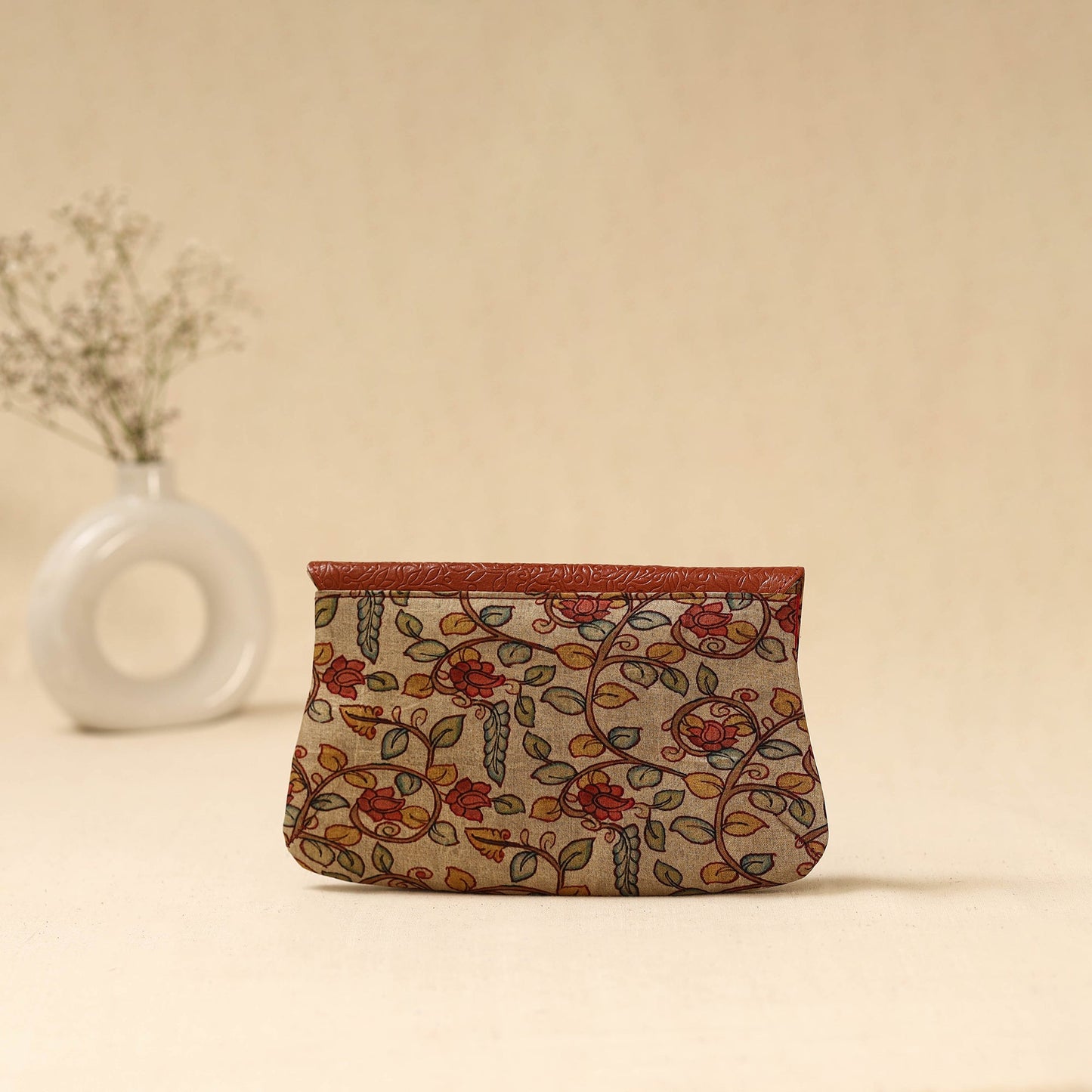 Hand clutch with embossed leather flap 31 - handcrafted