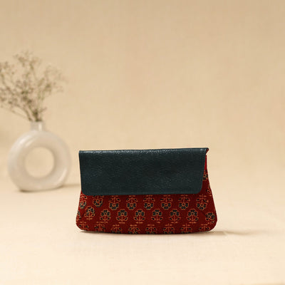 Hand clutch with embossed leather flap 32 - handcrafted