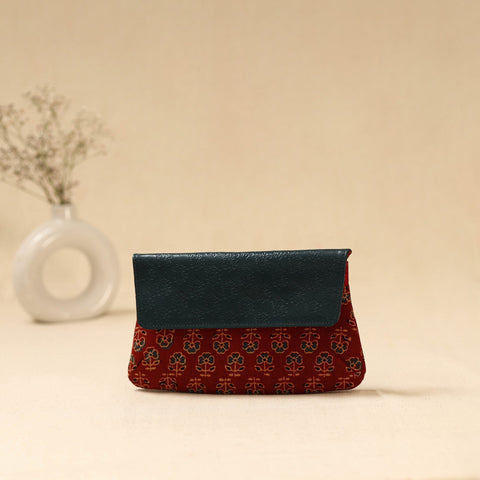 Hand clutch with embossed leather flap 32 - handcrafted