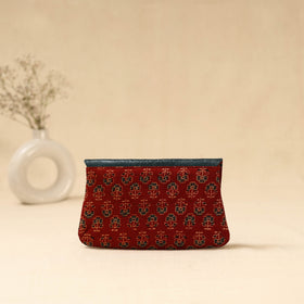 Hand clutch with embossed leather flap 32 - handcrafted