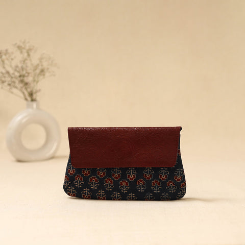 Hand clutch with embossed leather flap 33 - handcrafted