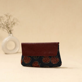Hand clutch with embossed leather flap 34 - handcrafted