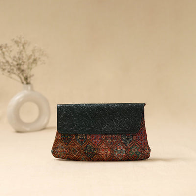 Hand clutch with embossed leather flap 41 - handcrafted