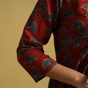  Blue Hand Block Print Cotton Flared Ajrakh Dress