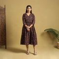  Blue Hand Block Print Cotton Flared Ajrakh Dress